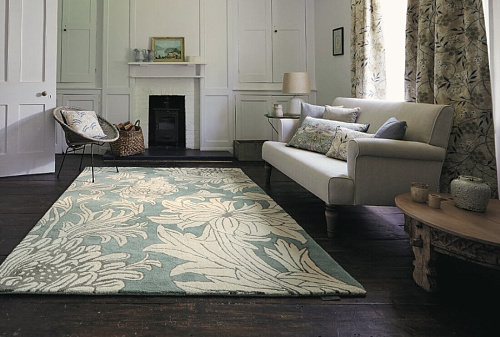 Дизайнерский ковер Chrysanthemum Blue-Cream 27008